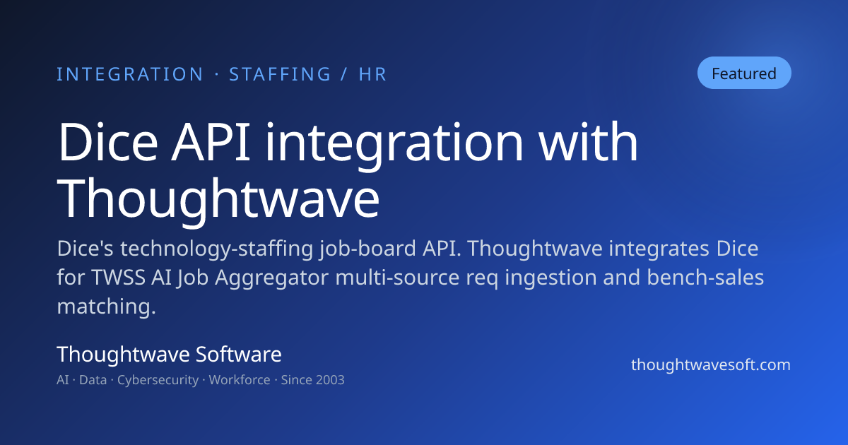 Dice API Integration | Thoughtwave | Thoughtwave Software & Solutions