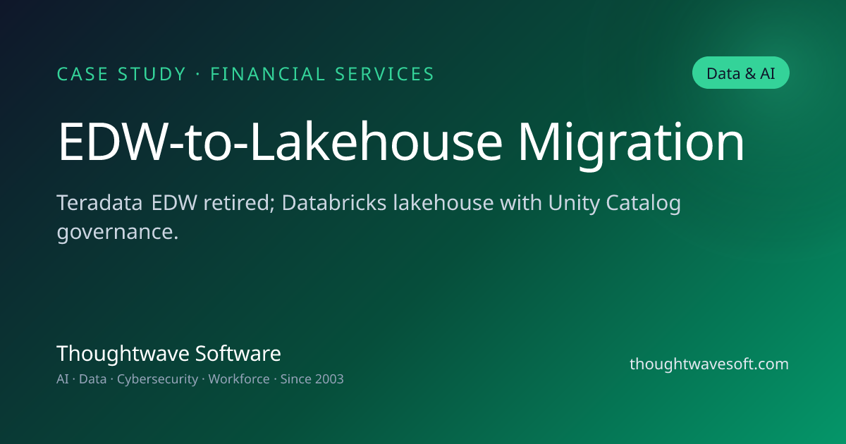 EDW-to-Lakehouse Migration — Financial services firm | Thoughtwave ...